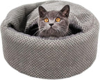 Winsterch Washable Cat Bed - Round Soft, Cozy & Warming for Indoor Cats. Calming Kitten Pet Bed. Small Cat Pet Covered Cat Cave Beds (Gray,12.59 x 12.59 x 5.91 in)