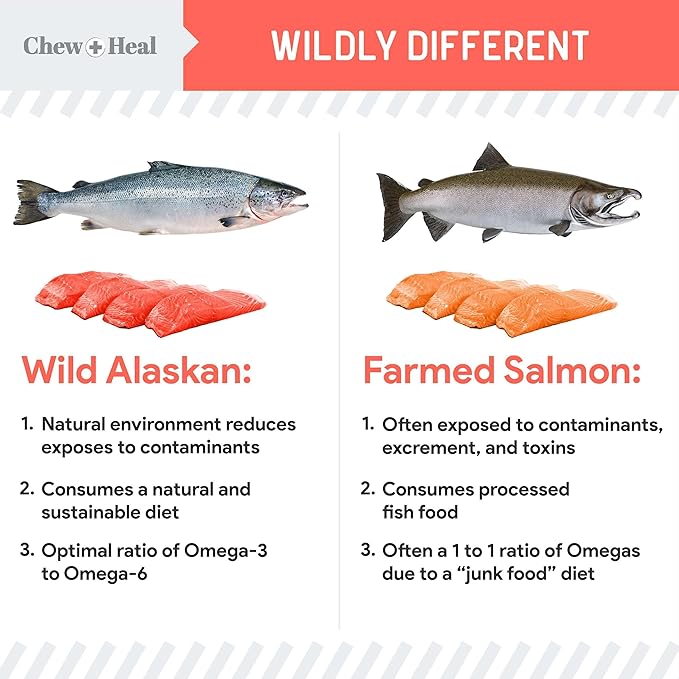 Pure Wild Alaskan Salmon Oil for Dogs - 16 oz. Pump Cap - Toxin Free Dog Fish Oil Rich in Omega-3 and 6, Vitamin D, EPA, and DHA for Healthy Skin and Coat - Pink, COHO, and Sockeye Salmon