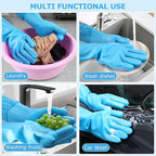Dog Washing Gloves | Pet Grooming Gloves | Extra Long Arms (17.3") for Cats & Dogs | Massage & Hair Removal Pet Glove(Blue)
