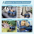 Cat Carrier Dog Carriers for Small Medium Dogs Large Cat Carrier Soft Sided Cat Carriers, Pet Travel Carrier Collapsible Cat Bag 0-25 Lbs, Puppy Kitten Carrier (Blue)