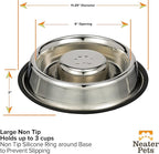 Neater Pet Brands Stainless Steel Slow Feed Bowl - Non-Tip & Non-Skid - Stops Dog Food Gulping, Bloat, Indigestion, and Rapid Eating (3 Cup)