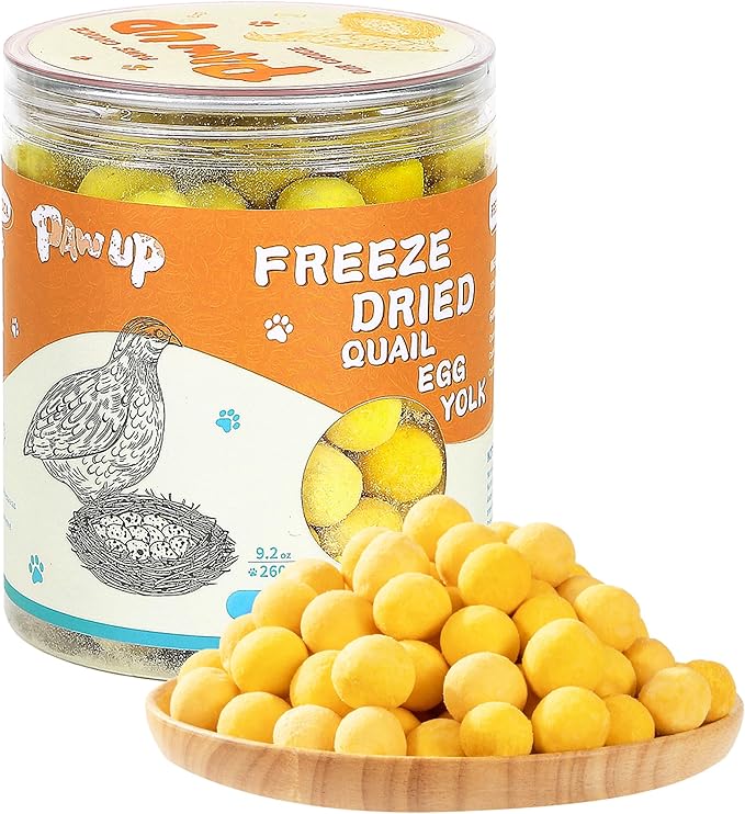PAWUP Freeze Dried Cat & Dog Treats, Natural Quail Egg Yolk, Single Ingredient, High-Protein Pet Snacks for Skin & Coat Health, No Artificial Additives, 9.2 oz