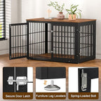 48 Inch Rustic Heavy Duty Dog Crate Furniture for Extra Large Dogs, Decorative Pet House End Table, Wooden Cage Kennel Furniture Indoor, Black and Brown