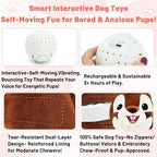 Interactive Dog Toys - Auto Bounce, Move & Vibrate with Sound, Talking Squirrel Puppy Toy for Small Medium Large Dogs, Rechargeable Durable Toy for Anxiety Relief, Boredom & Indoor Play