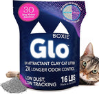 Boxie® Glo™ 30 Day Odor Control Clumping Clay Cat Litter, 16 lb, Multi-Cat, 99.9% Dust-Free, Low Tracking, UV Light Attractant, Superior Clumping for Easy Scooping