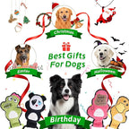2-Pack Squeaky Dog Toys & Tough Tug of War Set - No Stuffing Chew-Resistant Plush Toys to Keep Them Busy, Best Birthday Gift for Small/Medium/Large Breeds (Panda & Dion)
