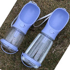 Dog Water Bottle with Food Container Holder, Travel Puppy Drinking Bowl, Portable Pet Water Dispenser, Patented Design, Food Grade Plastic 12 oz Water Bottle+100g Snack cans