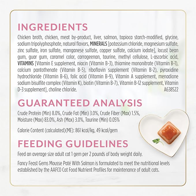 Fancy Feast Gems Pate Cat Food Mousse With Salmon and a Halo of Savory Gravy Cat Food - (Pack of 8) 4 oz. Boxes