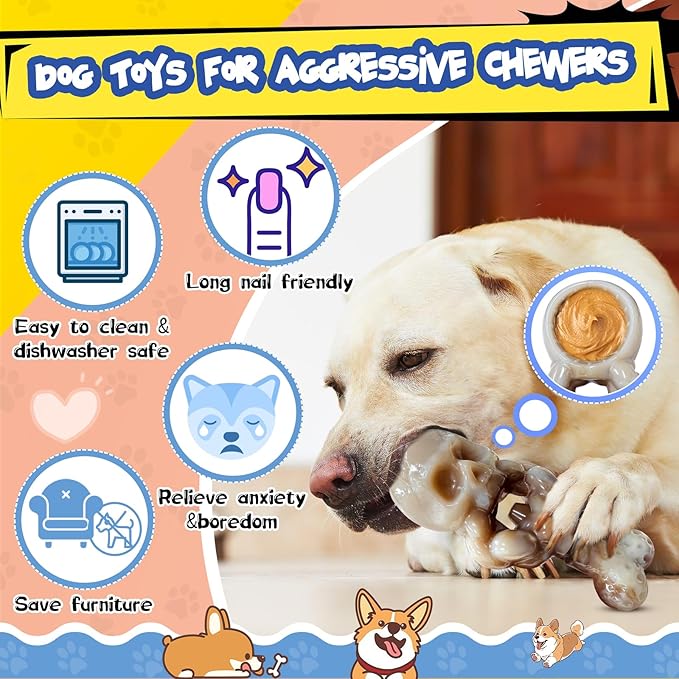 Tough Dog Toys for Aggressive Chewers: Indestructible Dog Chew Toys-Upgraded Bully Stick Holder & Chew Toys-Super Chewers Toys for Large,Medium,Small Breeds