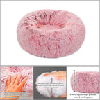 Calming Donut Dog Bed XL, Plush Round Cuddler Dog & Cat Bed, Anit-Anxiety Marshmellow Fluffy Faux Fur Cushion(32", Pink)