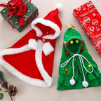 2 Pcs Pet Christmas Costume, Dogs Cats Cape with Hat Santa Claus Cloak and Xmas Tree Cloak with Star and Pompoms, for Dogs Cats Pet Puppy Santa Gifts Christmas Outfit(Medium)