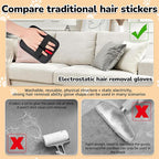 2Pcs Pet Hair Remover, electrostatic pet Hair Removal Gloves, cat and Dog pet Hair Removal Tools, Suitable for Bed Sheets, Blankets, Clothes, Sofas, Multi-Functional Beauty Gloves