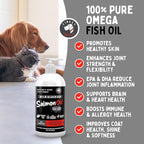 Wild Alaskan Salmon Oil for Dogs & Cats - Omega 3 Fish Oil with Pollock & Salmon for Sensitive Skin & Coat Health. EPA & DHA Ease Itching, Supports Joint, Immune & Heart Health (16oz)