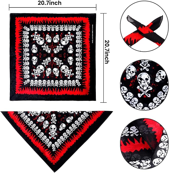 2 Pieces Skull Print Pet Pirate Hat with Pirate Skull Bandana Dog Cat Captain Cap Halloween Pirate Cosplay Costume Halloween Party Hat Dress Up Costume Accessories (A) One Size