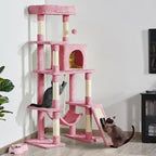 Yaheetech Cat Tree Cat Tower, 63in Multi-Level Kitten Tree w/Sisal-Covered Scratching Posts & Condo, Pet Furniture Activity Center for Kitty, Pink