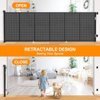 120 Inch Retractable Baby Gates Extra Wide, 41 Inch Reinforced Extra Tall Gate for Large Openings, Mesh Safety Gate for Kids Pets, Retractable Dog Gate for Stair Hallways Doorway Indoor Outdoor, Black