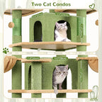 Globlazer Big Cactus Cat Tower for Indoor Cats, 80inch Cat Tower for Multiple Adult Cats XXL Cat Tree with Scratching Post, Hammock, 3 Perches, 2 Condos, 2 Hanging Basket, F80, Green