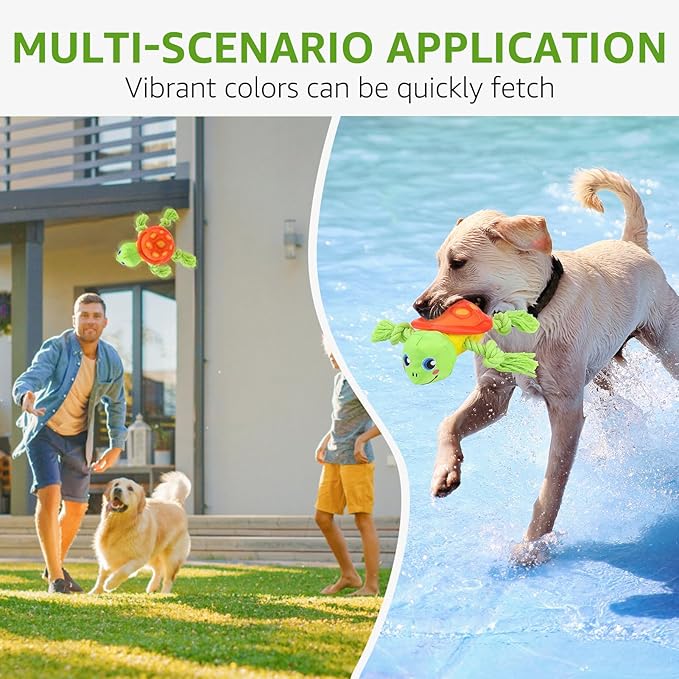 SCENEREAL Turtle Dog Toy - Durable Chew & Fetch Toy for Large Dogs, Floats on Water for Pool, Lake or Beach, Interactive Outdoor Training Retrieving Dummy for Medium Puppies