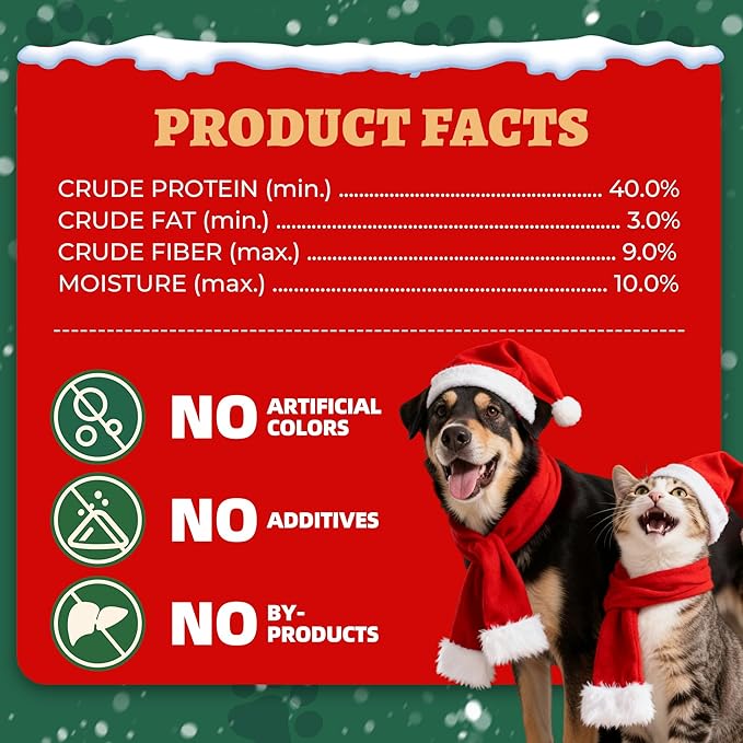 Wellix Cat Christmas Treats Freeze Dried for Cats&Dogs - High Protein Dog&Cat Food Topper 3 Ingredients Added (Cat Grass/Cranberry/Pumpkin) for Puppy or Kitten Treat 7.05oz