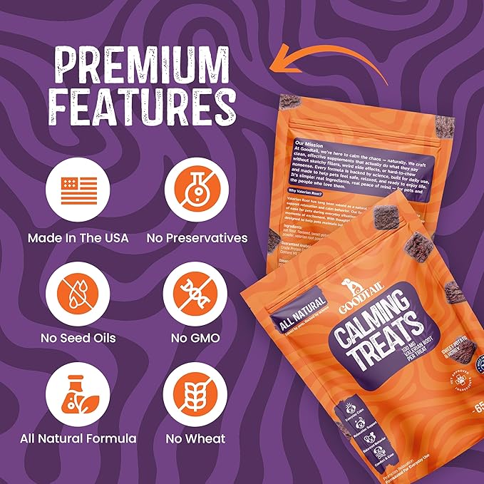 Dog Calming Chews for Dogs Natural Stress & Separation Puppy Support Sleep aid for Dogs – Valerian Root Pet Cat Calming Treats Dog Travel Anxiety Relief for Grooming car Travel no pheromones