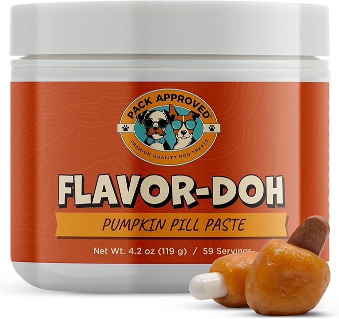 Flavor-Doh - Flavored Pill Wrap for Dogs to Hide Capsules and Create Pill Treats for Dogs - Easy-to-Use Treat Paste for Pet Medication - Pumpkin (4.2oz)