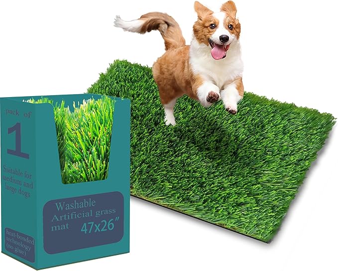 2026 pheromone Washable Artificial Grass Dog Potty Pad - Fake Grass Pee Pad, Reusable Indoor/Outdoor Puppy Training Mat for Dogs & Small Pets (47x26(Pack of 1))