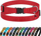 Breakaway Cat Collar Leather with Removable Bell - 13 Colors Available - Soft Adjustable Girl Boy Safety Lightweight Pet Kitten Collars Pink Brown Blue Green Red Orange Black (Red)