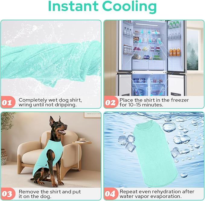 2 Pieces Shirts for Dog, Soft and Cool Dog T Shirt Vest Clothes, Breathable Pet Apparel Tank Top, Summer Doggy Sleeveless Sweatshirt for Medium Large Pets - Light Blue+Candy Pink (2XL)