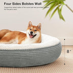 Love's cabin Round Donut Cat and Dog Cushion Bed, 36in Pet Bed for Cats or Small Dogs, Anti-Slip Water-Resistant Bottom, Super Soft Durable Fabric Pet beds, Washable Cat Dog Bed Stripe Grey