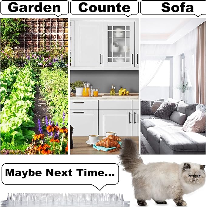 16 Pack Cat Repellent Outdoor Mat Cats Dogs Plastic Bendable Spiked Deterrent Training Repellent PET Mats with Spikes for Indoor Outdoor Supplies, 18.3 Square Feet, 16 x 13 Inch(Clear)