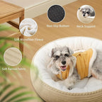 Cat Bed, 20In Dog Beds for Small Dogs, Calming Cat & Dog Beds for Indoor Pets, Pet Beds Comfortable Donut Round Ultra Soft (Camel, 23" L x 23" W x 6.5" Th)