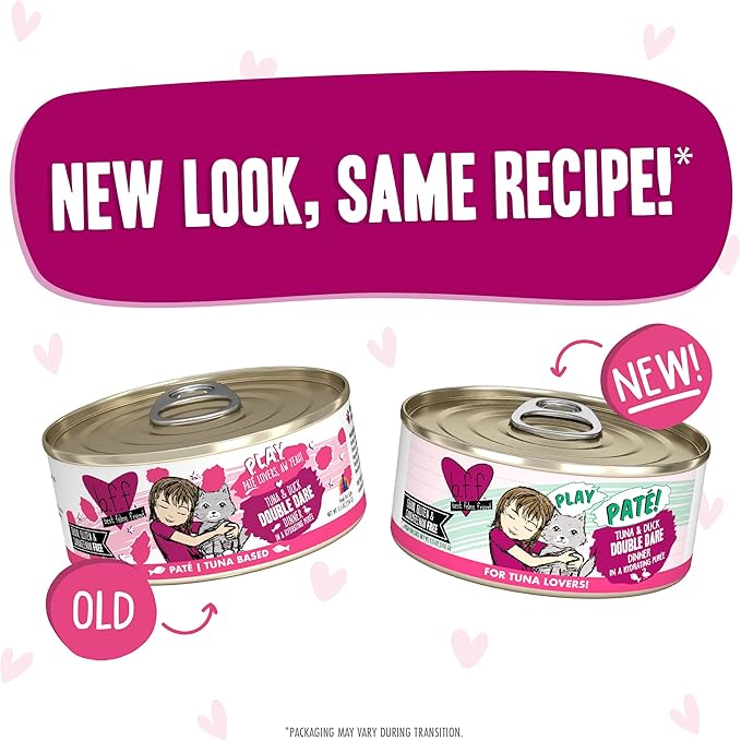 B.F.F. Play - Best Feline Friend Paté Lovers, Aw Yeah!, Tuna & Duck Double Dare with Tuna & Duck, 5.5oz Can (Pack of 8)