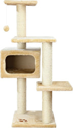 TRIXIE Palamos 42.9-in Cat Tower with Scratching Posts, Condo, Three Platforms, and Dangling Pom-Pom, Beige