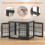 26 Inch Heavy Duty Dog Crate Furniture for Small Dogs, Decorative Pet House End Table, Wooden Cage Kennel Furniture Indoor with Double Doors, Grey