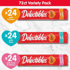 Delectables Squeeze Up Variety Pack, Creamy Squeezable Puree, Lickable Wet Cat Treats, Grain Free, No Added Fillers, No by-Products, No Added Preservatives, 0.5 Ounces Tube, 72 Tubes Total