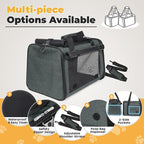 YUDODO 25 lbs Lightproof Soft Sided Pet Carrier for Large Cat & Small Dog Airline Approved Travel Puppy Carrier with Side Pockets & Reflective Mesh, Foldable Portable for Outdoor Car Grey Green