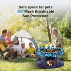 Dog Playpen, Pet Playpen, Portable Cat Playpen, Pop Up Foldable Puppy Playpen Exercise Kennel Tent with Carry Case Collapsible Bowl,Water-Resistant Shade Cover for Indoor Outdoor Travel (Extra Large)