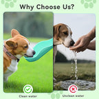 UPSKY Portable Dog Water Bottle, 3-in-1 Foldable Dog Water Dispenser with Food Container & Poop Scooper, Leak Proof, Ideal for Walking, Traveling, Hiking with Small/Large Dogs, 14.2 oz(Green)
