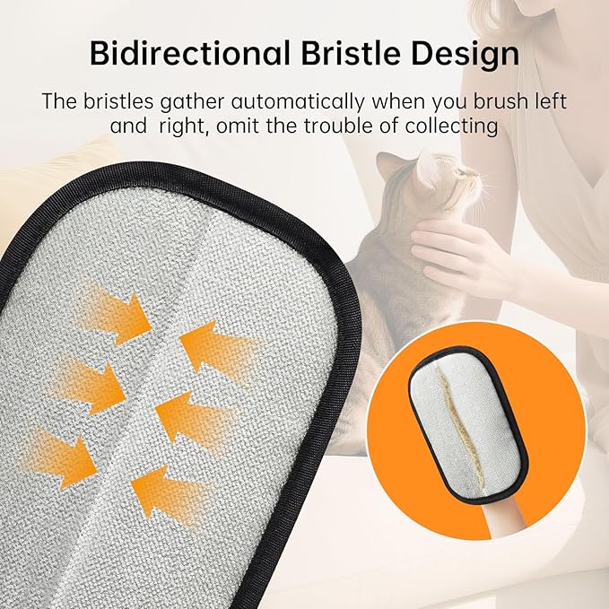 2 Pcs Pet Hair Removal Glove, Reusable Cat Dog Electrostatic Hair Remover Grooming Glove Brush Tool