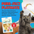 Bouncy Tails 5 Pack Interactive Bouncy Ball with Natural Feathers for Indoor Cats and Kittens who Love to Play and Have Fun.