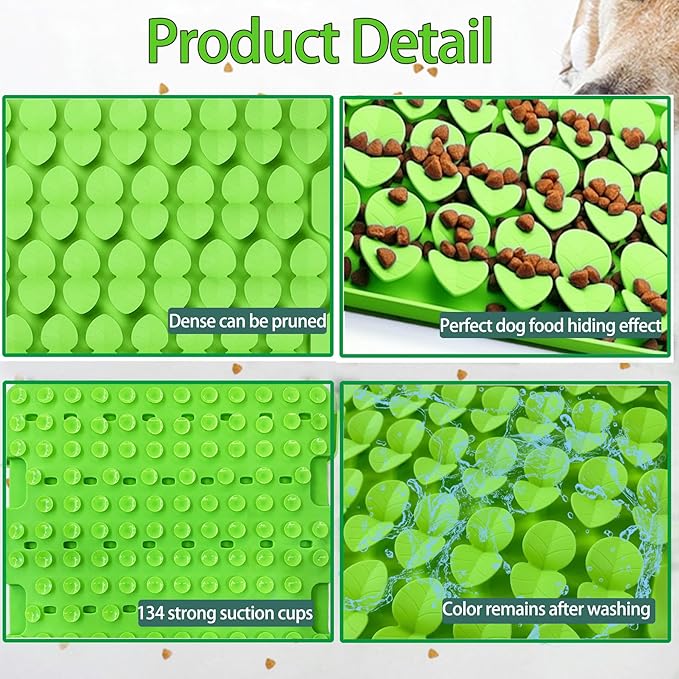 Medium Silicone Snuffle Mat for Small Medium Dogs Cats Slow Down Eating,Slow Feeder Lick Mat for Dry Wet Food for Pet Training Smell,Encourages Natural Foraging Skill,Relieving Stress (Green)