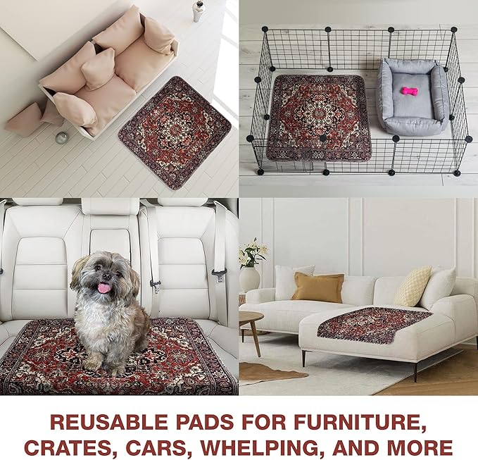 PUPIBOO Washable Pee Pads for Dogs and Cats - Super Absorbent Reusable Puppy Training Pads - 100% Waterproof, Leak-Proof & Non-Slip Whelping Pads for Pet Housebreaking