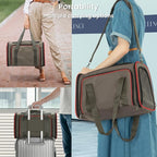 Petsfit Expandable Cat Dog Carrier for 2 Cats, 19" Lx 12" Wx 12" H Soft-Sided Portable Pet Carrier for Travel, Dog Carrier for Small Dog with 2 Side Extensions, Anti-Escape