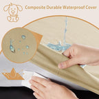 BFPETHOME Outdoor Dog Beds for Large Dogs, Waterproof Dog Bed for Medium, Large, Extra Large Dogs, Orthopedic Pet Bed with Removable Washable Cover, Egg Crate Foam Pet Bed Mat. (42 x 30in, Beige)