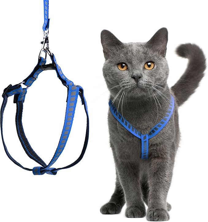 Filbert Cat Harness and Leash Set with Reflective Strip, Thin Cat Harness Escape Proof with Leash, Step-in, Adjustable, Indoor Outdoor, Easy-to-Put-On