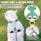 BEAUTYZOO Cat Harness and Leash Set Escape Proof, Small Cat Vest Harness for Walking, Adjustable Step in Kitten Harnesses for Travel, Soft Lightweight Outdoor Cute Kitten Harnesses, Pineapple S