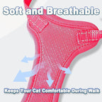 Cat Harness and Leash Set Escape Proof for Kitten Walking, Soft Adjustable Top Handle Vest Harnesses for Cats, Easy Control Breathable Reflective Small Medium Large, Pink, XS
