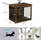DWANTON Dog Crate Furniture with Cushion, Wooden Kennel Table with Double Doors, Indoor Dog House, Small/Medium/Large/Extra Large Size, 27.2" L, Rustic Brown