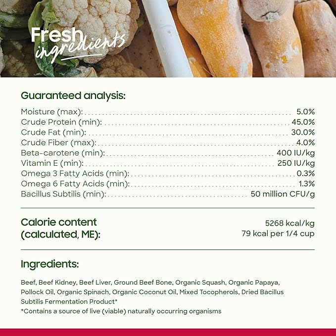 smallbatch Freeze Dried Dog Treats, Superfood Food Topper Beef Bites for Dogs & Cats, Probiotics, Organic Ingredients, High Protein, Grain Free Healthy Treat Food Topper, Made in The USA, 7 oz Bag