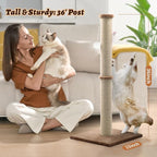36'' Tall Cat Scratching Post, Large Sisal Scratch Post for Indoor Cats, Sturdy Cat Scratcher Tower, Vertical Cat Scratch Pole, Modern Cat Furniture for Kittens & Adult Cats (Brown)
